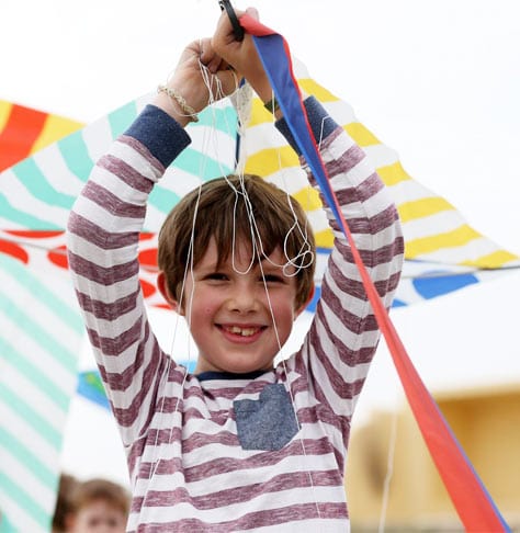 Boy flying a kite